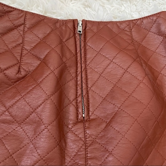 3/$45 Forever21 Quilted Brown Leather Skirt - Picture 5 of 6
